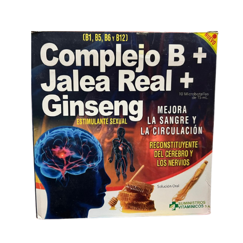 Vitamina Bebible - Complejo B + jalea real + Ginseng 10 unid x 15 ml - Drinkable