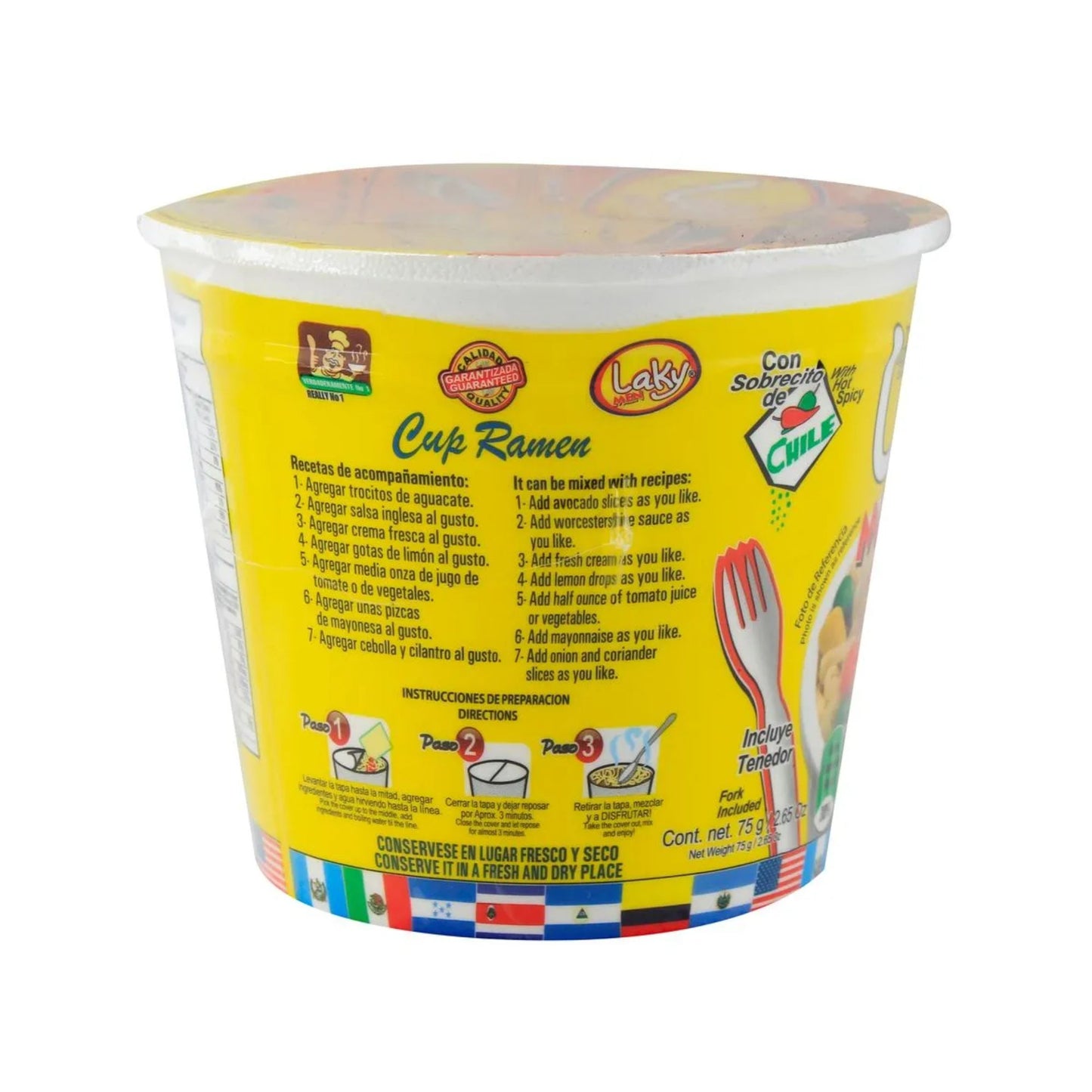 Sopas Instantáneas LAKY, Sabor a Pollo, 75g (Pack 6) – Producto de Guatemala