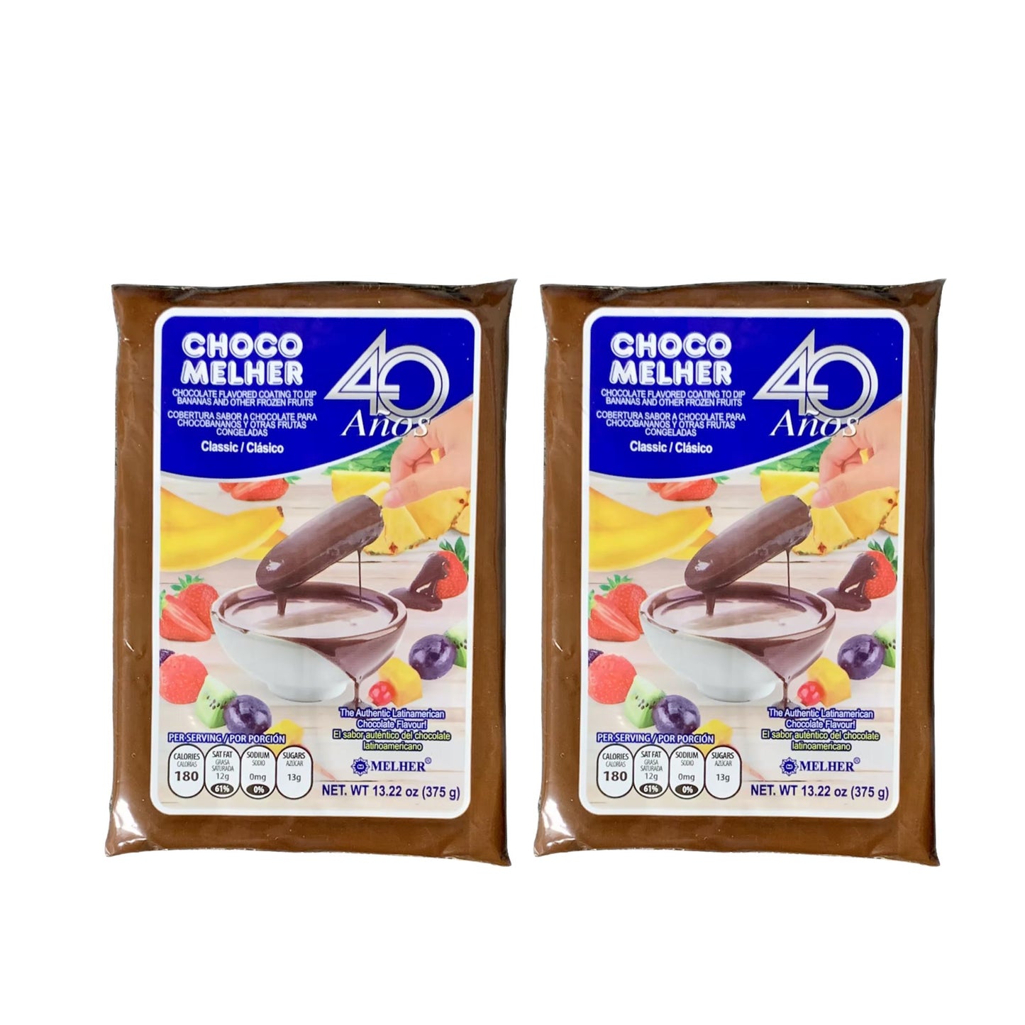 Chocomelher en Barra para Chocobananos (pack x 2) 15.52 Oz- Chocolate para Bañar Frutas y Preparar Postres