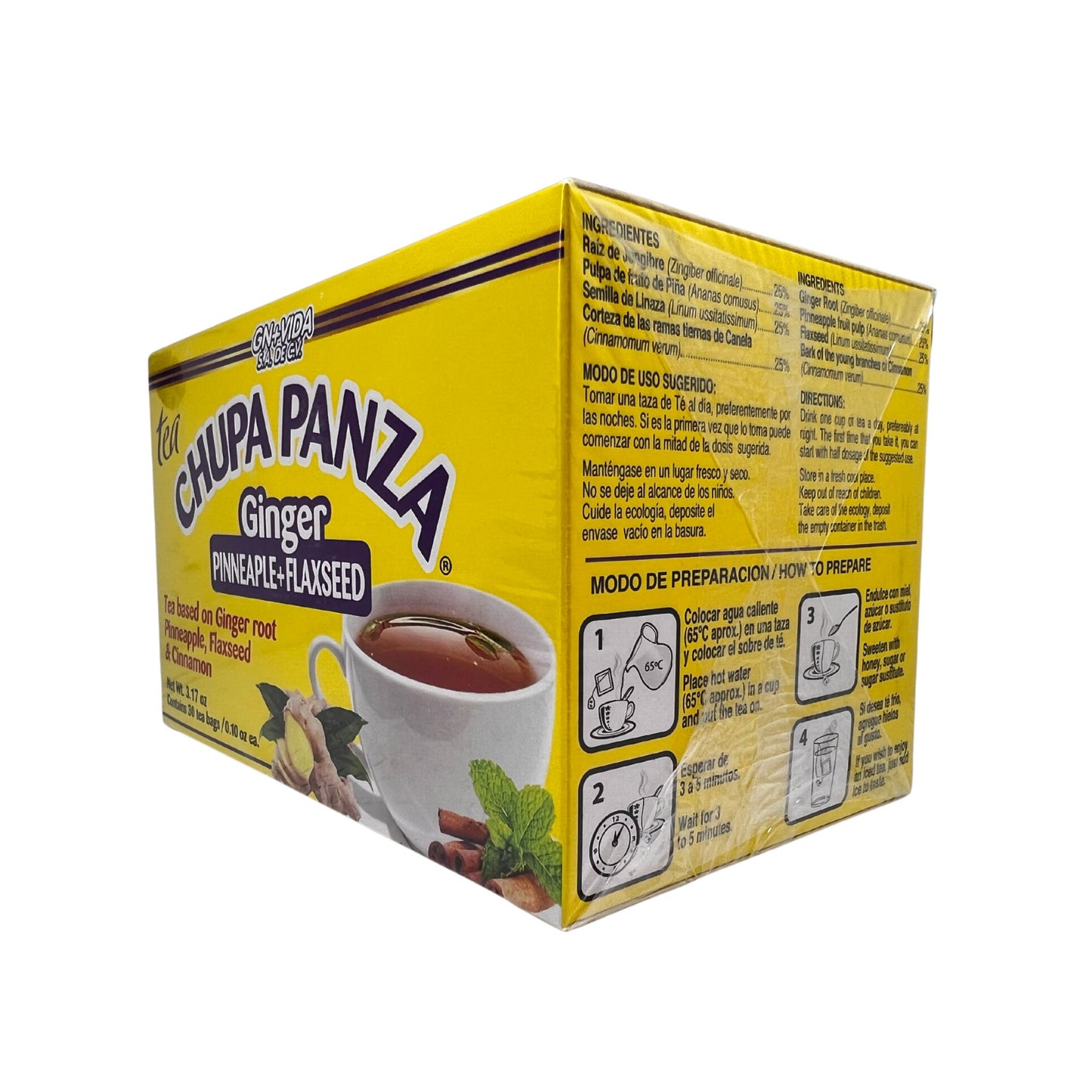 CHUPA Panza Té Detox a Base de Hierbas con Jengibre, Piña, Linaza y Canela – 30 Bolsas – PACK 2