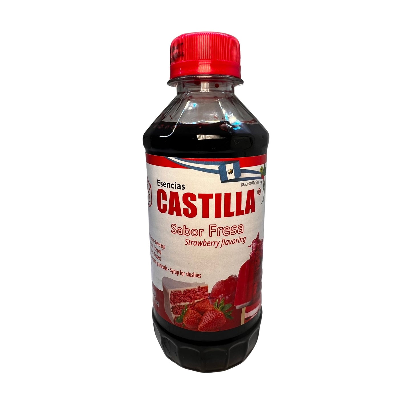 Castilla Concentrado Sabor Fresa 8.6 fl oz - Esencia de Fresa (Pack de 1) - Castilla Concentrated Strawberry Flavor 8.6 fl oz - Strawberry Essence (Pack of 1)