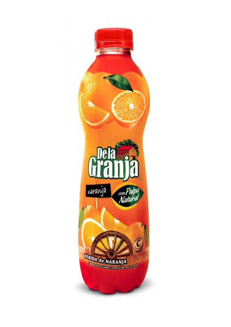 Jugo de la Granja Naranja x 16.9 oz - (Pack 12) - con Pulpa 100% Natural, Producto de Guatemala