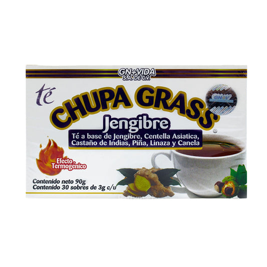 Tea Chupa Grass x 30 sobres Te a base de Jengibre, Castano Indias, Piña, Linaza y Canela