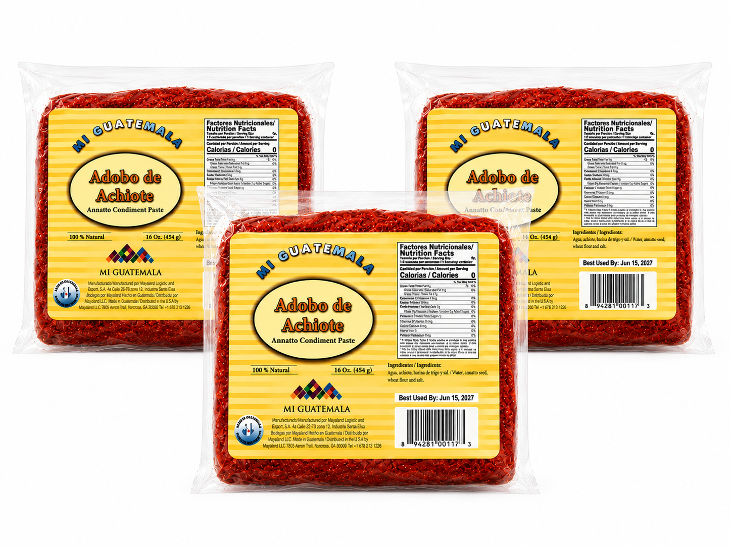 Mi Guatemala Annatto Condiment Paste (Pack of 3) 16 oz - Adobo de Achiote