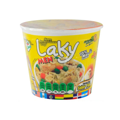 Sopas Instantáneas LAKY, Sabor a Pollo, 75g (Pack 6) – Producto de Guatemala