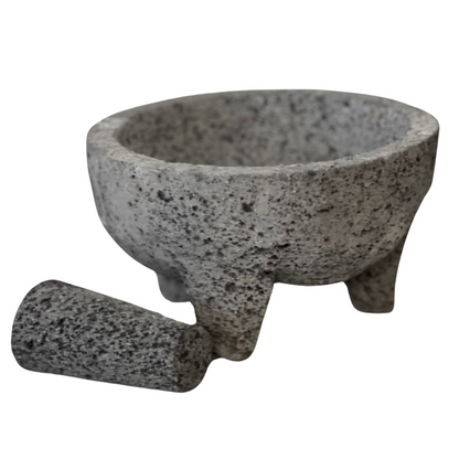 8.6 inch Molcajete Mortar and Pestle, Mexican Handmade with Lava Stone