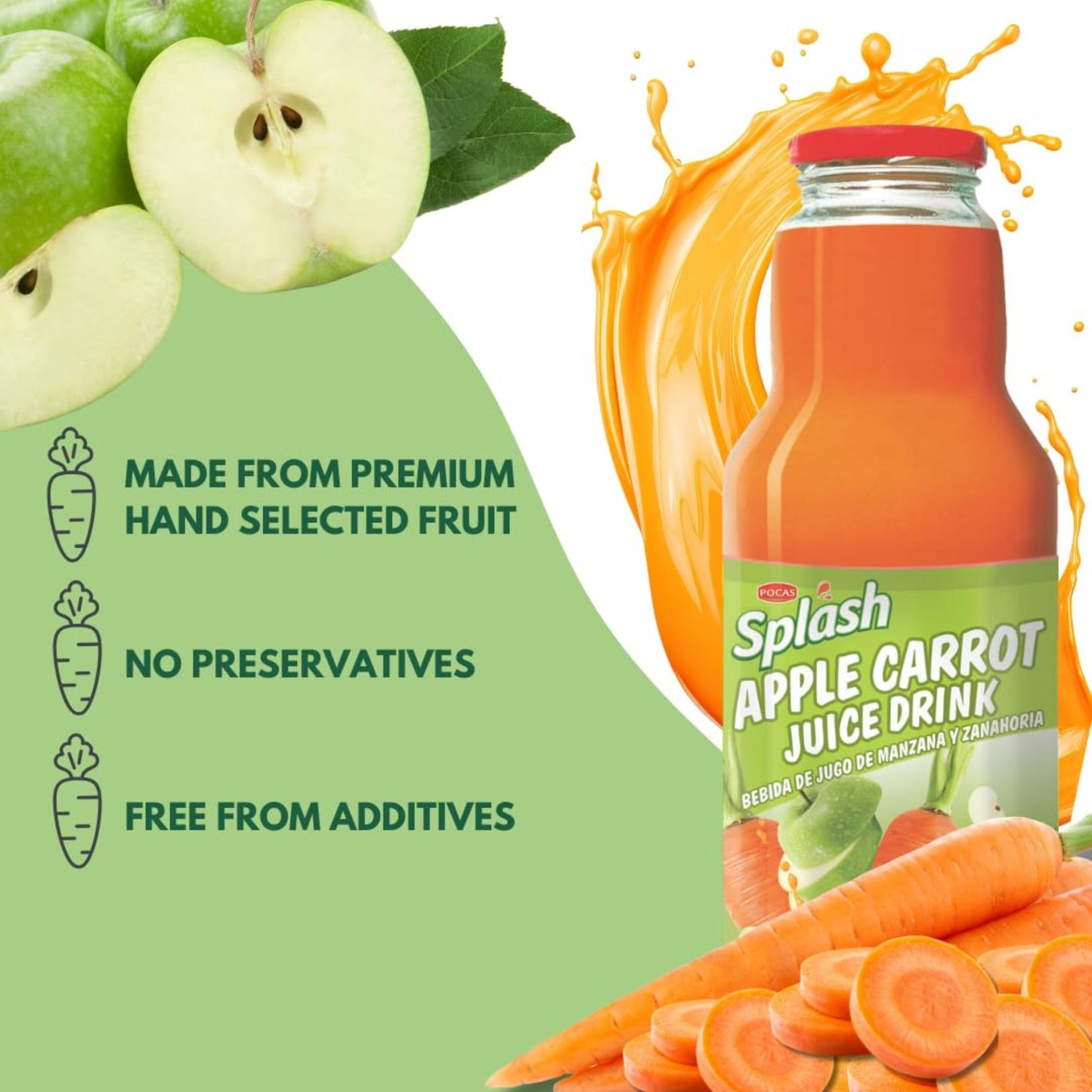 Jugos SPLASH Apple Carrot 25.4 fl oz (pack 4)