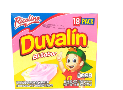 Ricolino Duvalin Dulce mexicano de fresa y vainilla, 18 unidades, 9.36 onzas