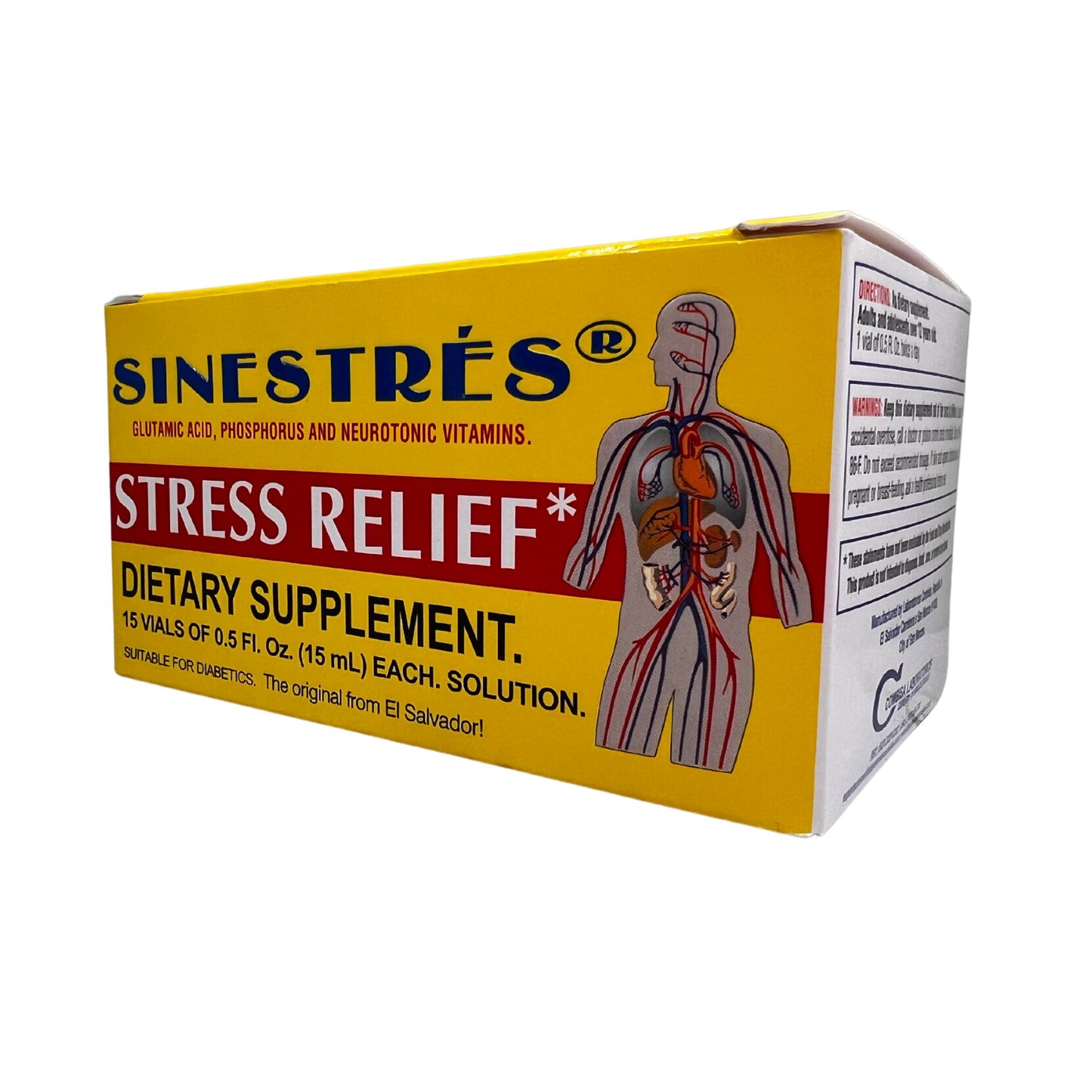 Sinestres Stress Relief Drinkable 15 Vials of 15ml - Multivitaminico Bebible para el estres