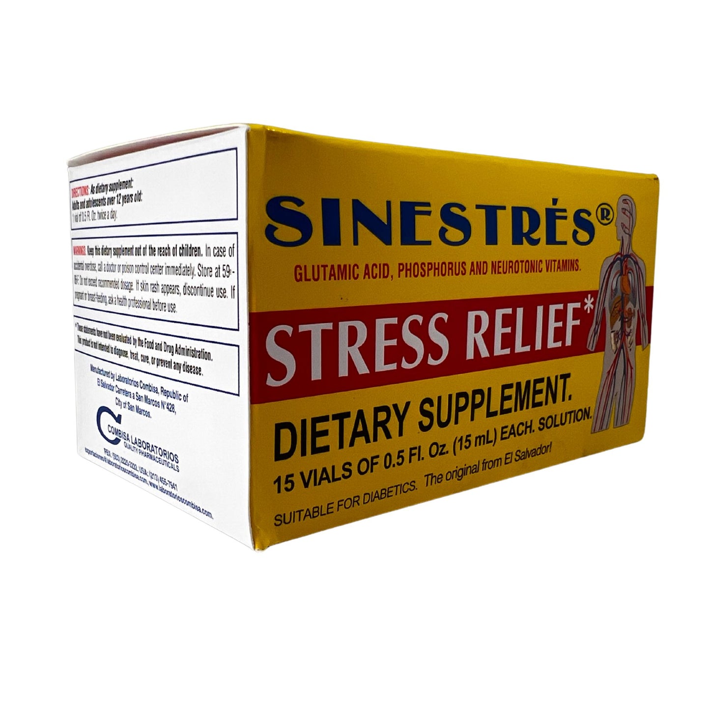 Sinestres Stress Relief Drinkable 15 Vials of 15ml - Multivitaminico Bebible para el estres