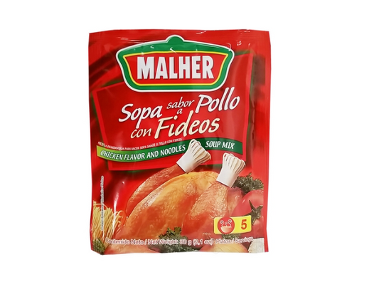 Malher Sopa sabor Pollo con Fideos 2.12 oz. caja X 12 UNIDADES